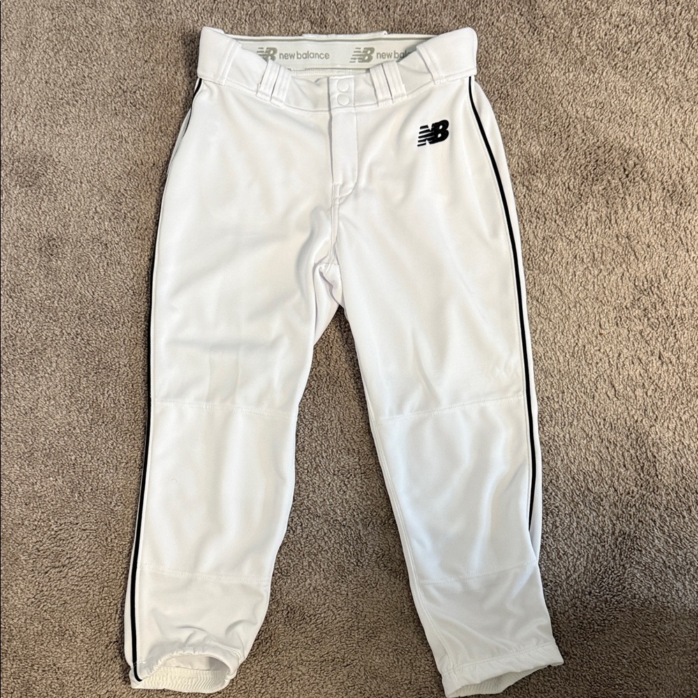 New Balance White Sports Pants with Black Trim